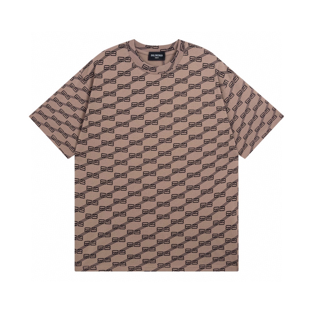 YESKICKS Balenciaga Monogram Logo Print T-shirt for Unisex Black and Coffee - Image 4