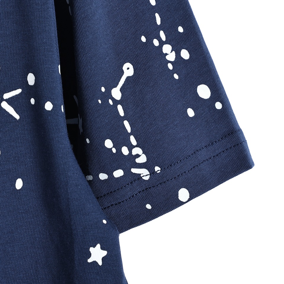 YESKICKS Gucci Star Grove Printed T-Shirt For Unisex Blue And Apricot - Image 4