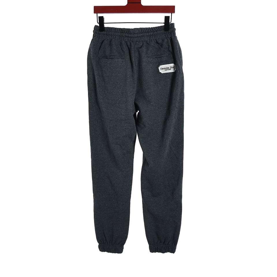 YESKICKS Dior Terry Cotton Casual Sweatpants For Unisex Deep Gray - Image 4