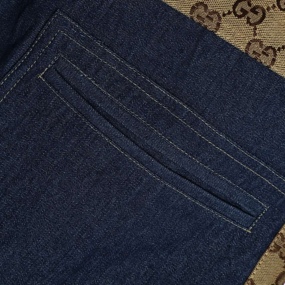 YESKICKS Gucci Patchwork Denim Shorts Pants For Men - Image 4