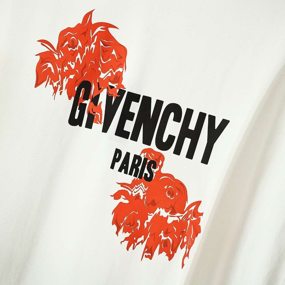 YESKICKS Givenchy Scarlet Rose Print T-Shirt For Unisex Black And White - Image 4
