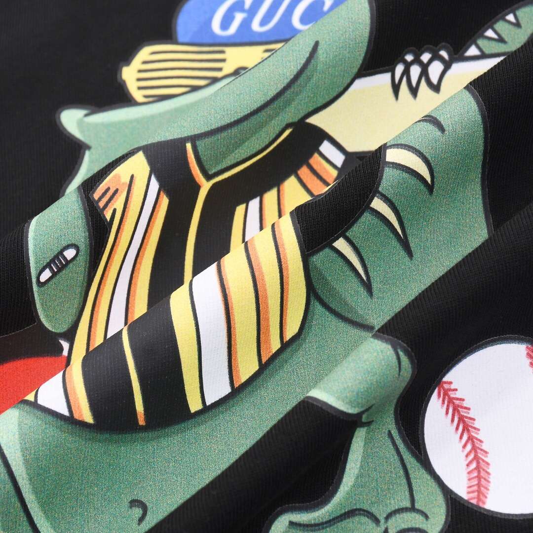YESKICKS Gucci Dinosaur Patterns T-Shirt for Unisex Black And White - Image 3