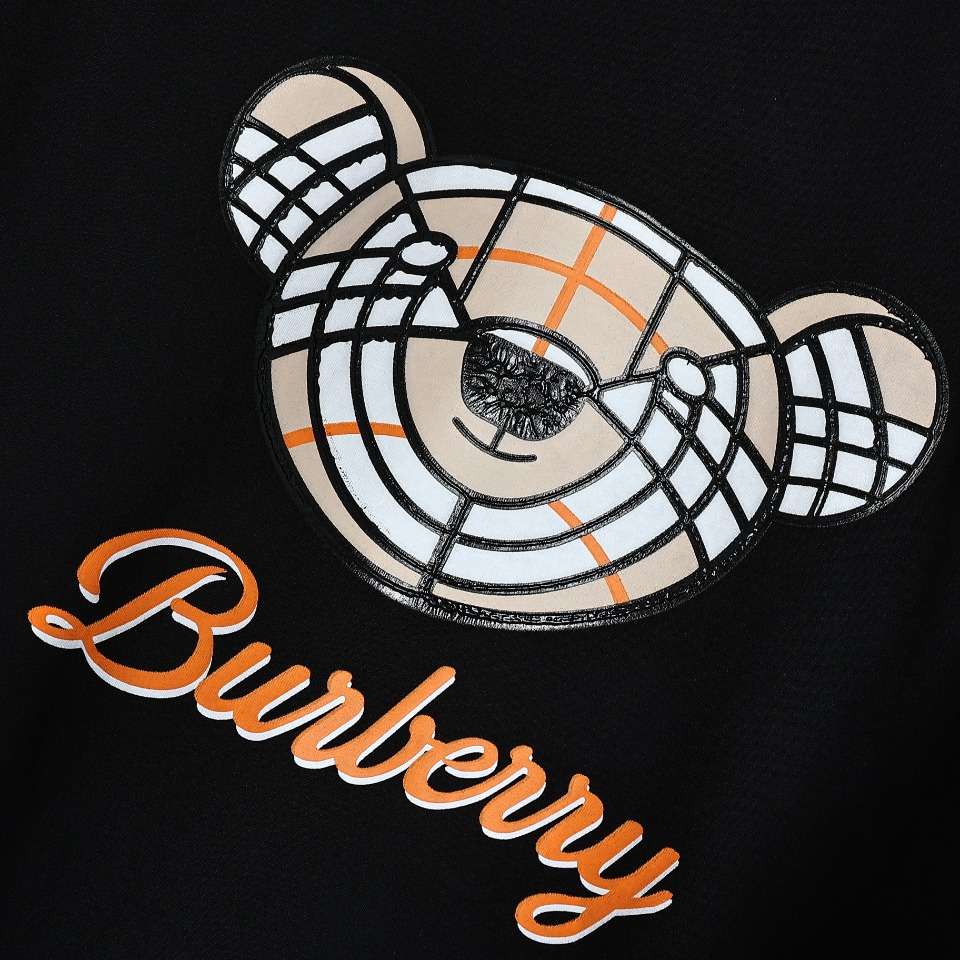 YESKICKS Burberry Bumpy Bear Print T-Shirt For Unisex Black And White - Image 4