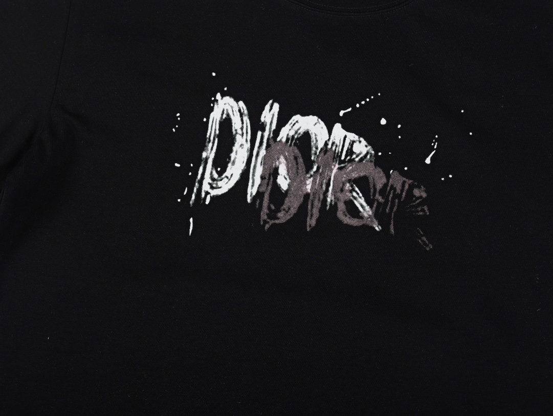 YESKICKS Dior Logo Casual T-shirt for Unisex Black and White - Image 3