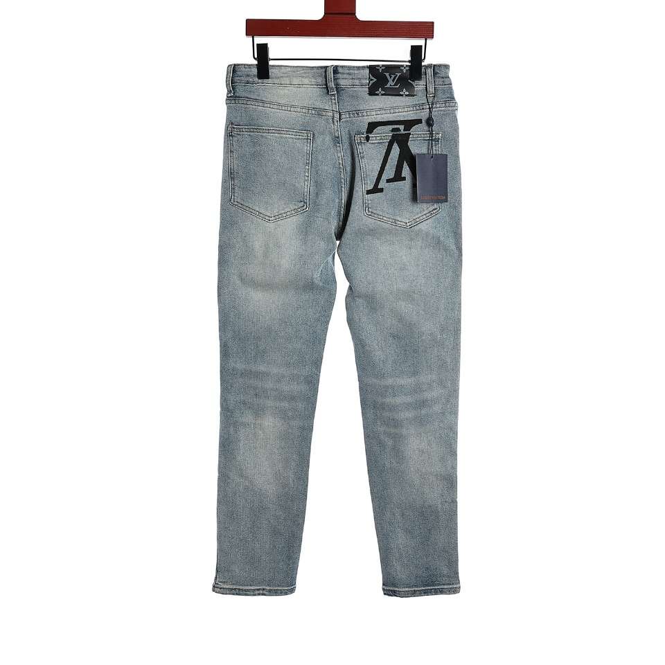 YESKICKS Louis Vuitton Logo Print Jeans For Unisex - Image 4