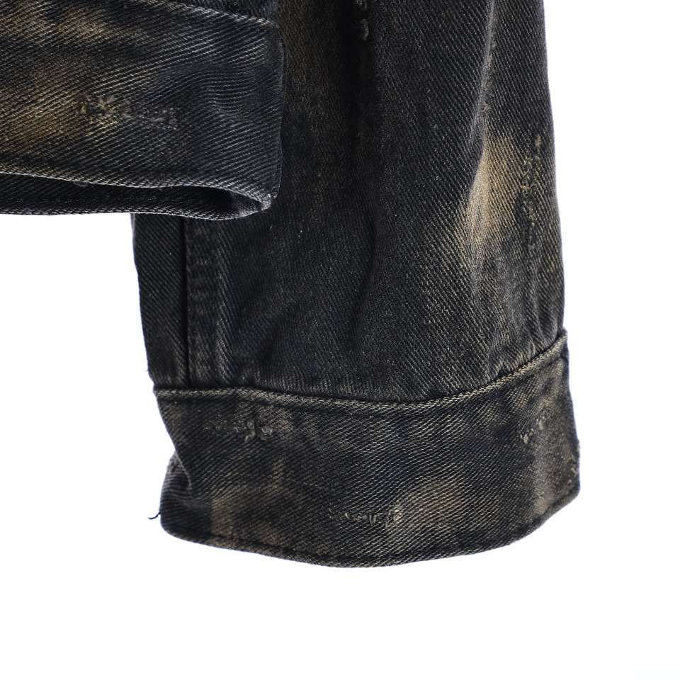 YESKICKS Balenciaga Destroyed Aged Mud Dye Denim Jacket Jacket For Unisex - Image 4