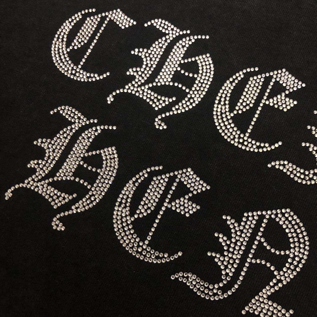 YESKICKS Chrome Hearts Vintage Cross Pattern Logo Print T- Shirt For Unisex Black - Image 4