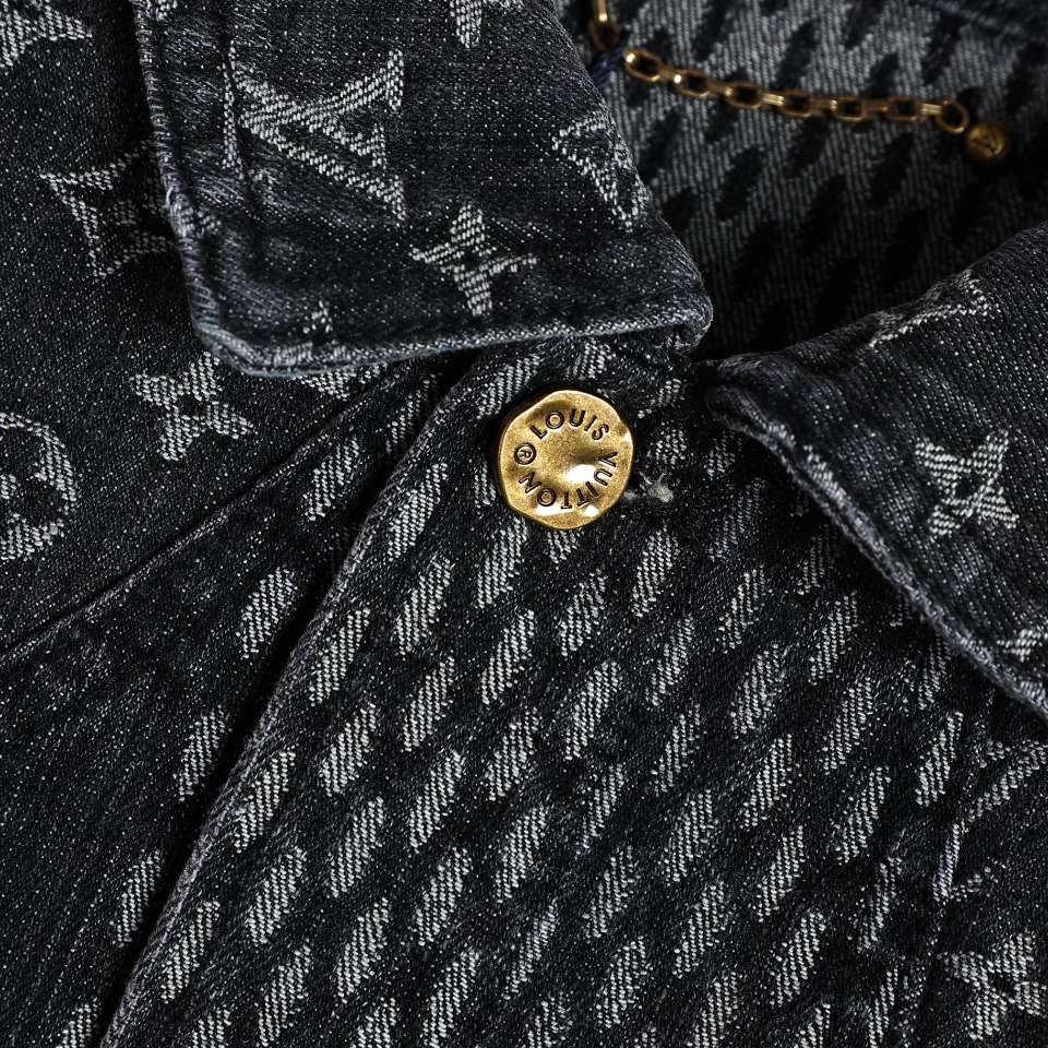 YESKICKS Louis Vuitton Street Style Monogram Logo Print Denim Jacket For Unisex - Image 5