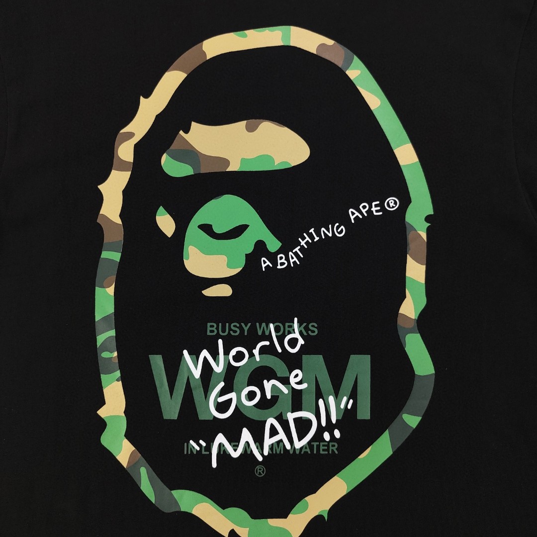 YESKICKS Bape Letter Camouflage Color Print T-Shirt for Unisex Black And White - Image 5