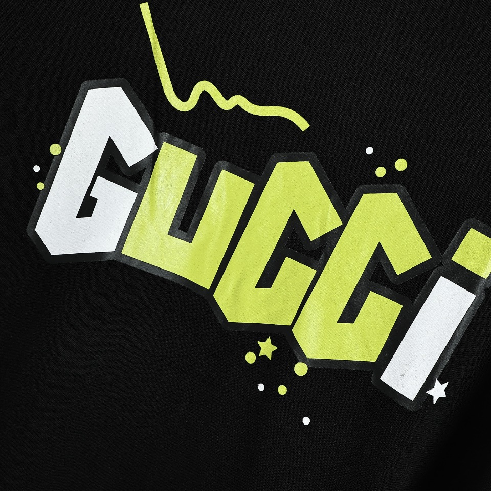 YESKICKS Gucci Logo Print T-Shirt for Unisex Black And White - Image 5