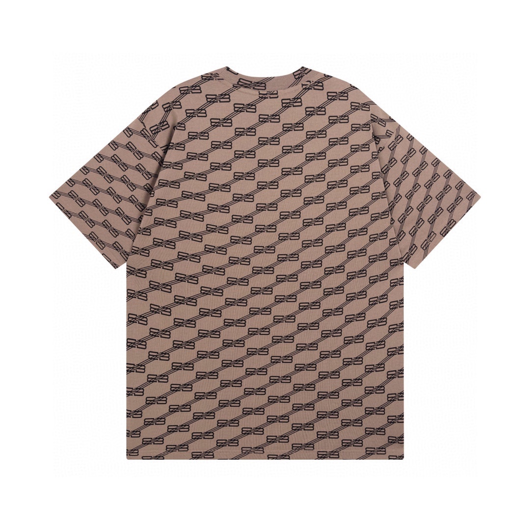 YESKICKS Balenciaga Monogram Logo Print T-shirt for Unisex Black and Coffee - Image 5