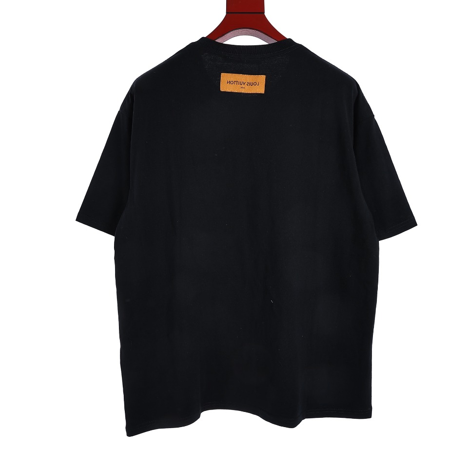 YESKICKS Louis Vuitton Block Letter Print T-Shirt For Unisex Black And White - Image 5