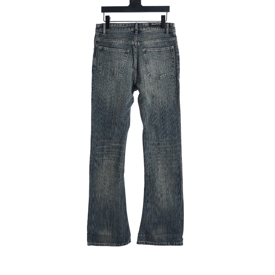 YESKICKS Balenciaga Blue Washed Orange Flared Jeans - Image 5