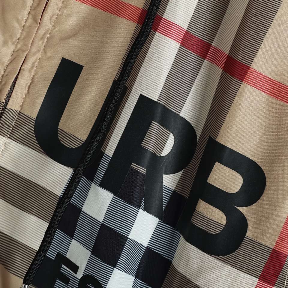 YESKICKS Burberry Plaid Thick Rubber Letter Zipper Hooded Jacket Coat For Unisex - Image 5