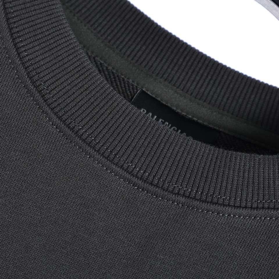 YESKICKS Balenciaga Double B Logo Embroidered Crew Neck Sweatshirt For Unisex Deep Gray Light Gray And Light Blue - Image 5