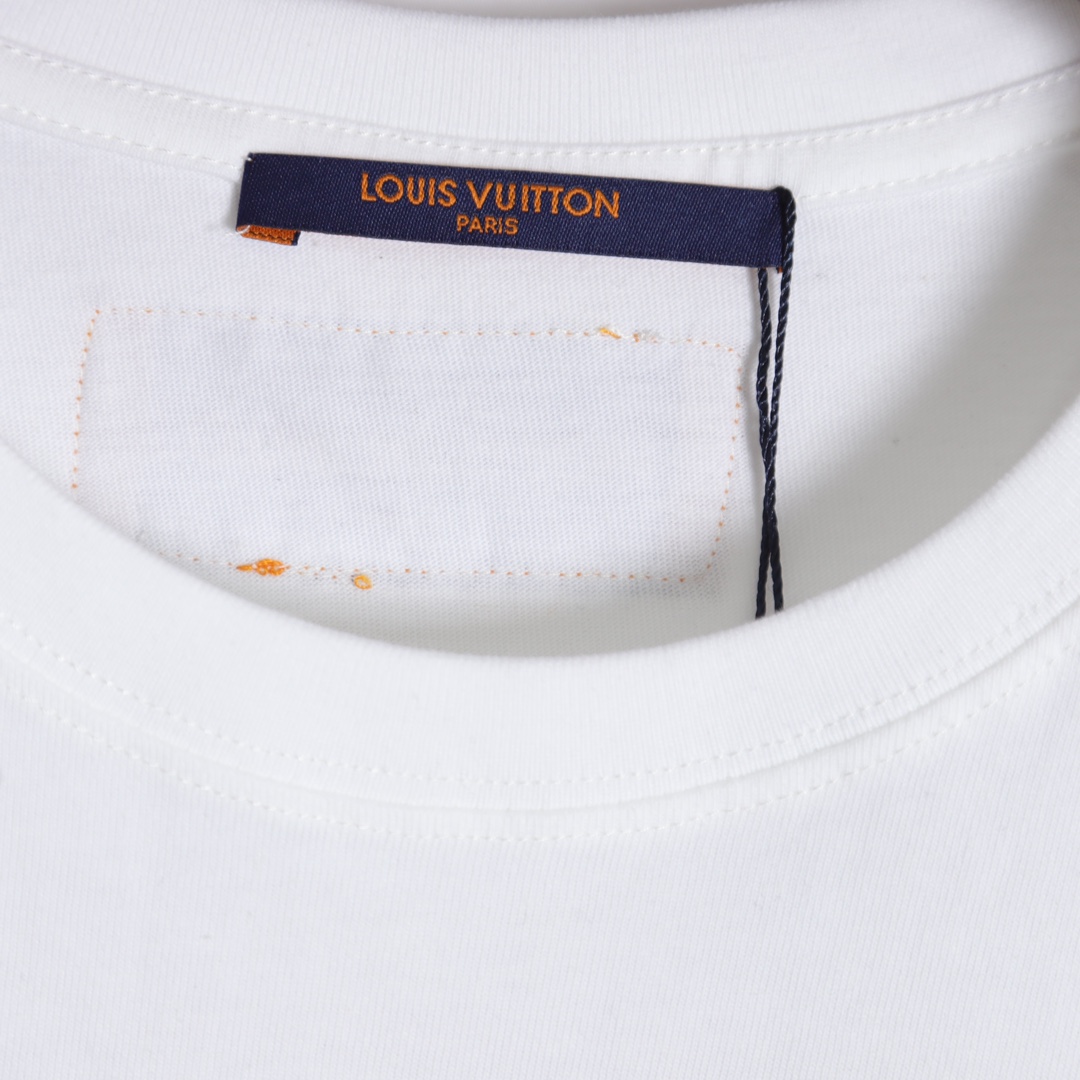 YESKICKS Louis Vuitton Sunflower Letter Print T-Shirt For Unisex Black And White - Image 5