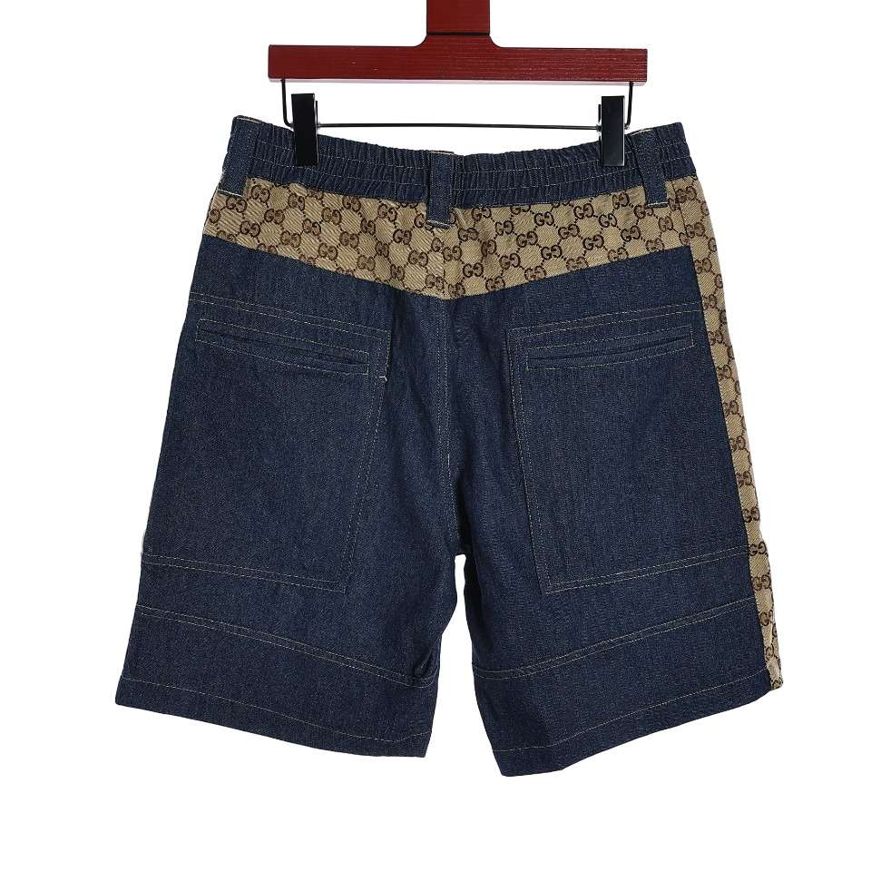 YESKICKS Gucci Patchwork Denim Shorts Pants For Men - Image 5