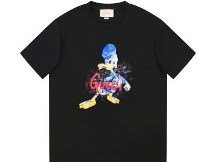 YESKICKS Gucci Donald Duck Patterns T-Shirt for Unisex Black And White