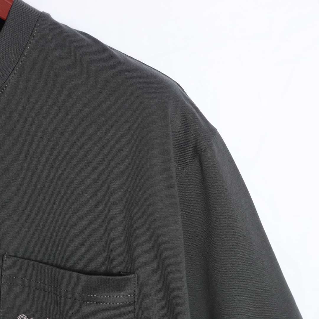 YESKICKS Dior Signature Embroidered Letter T-Shirt For Unisex Gray And Blue - Image 5