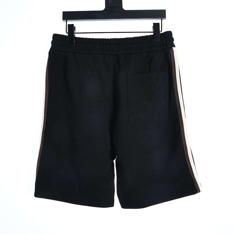 YESKICKS Celine Classic Embroidered Webbing Shorts For Unisex Black And Deep Gray - Image 5