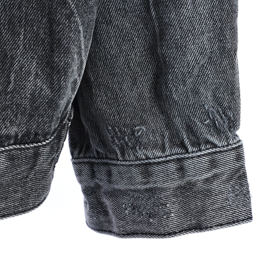 YESKICKS Balenciaga Melted Smiley Washed and Aged Denim Jacket For Unisex - Image 5