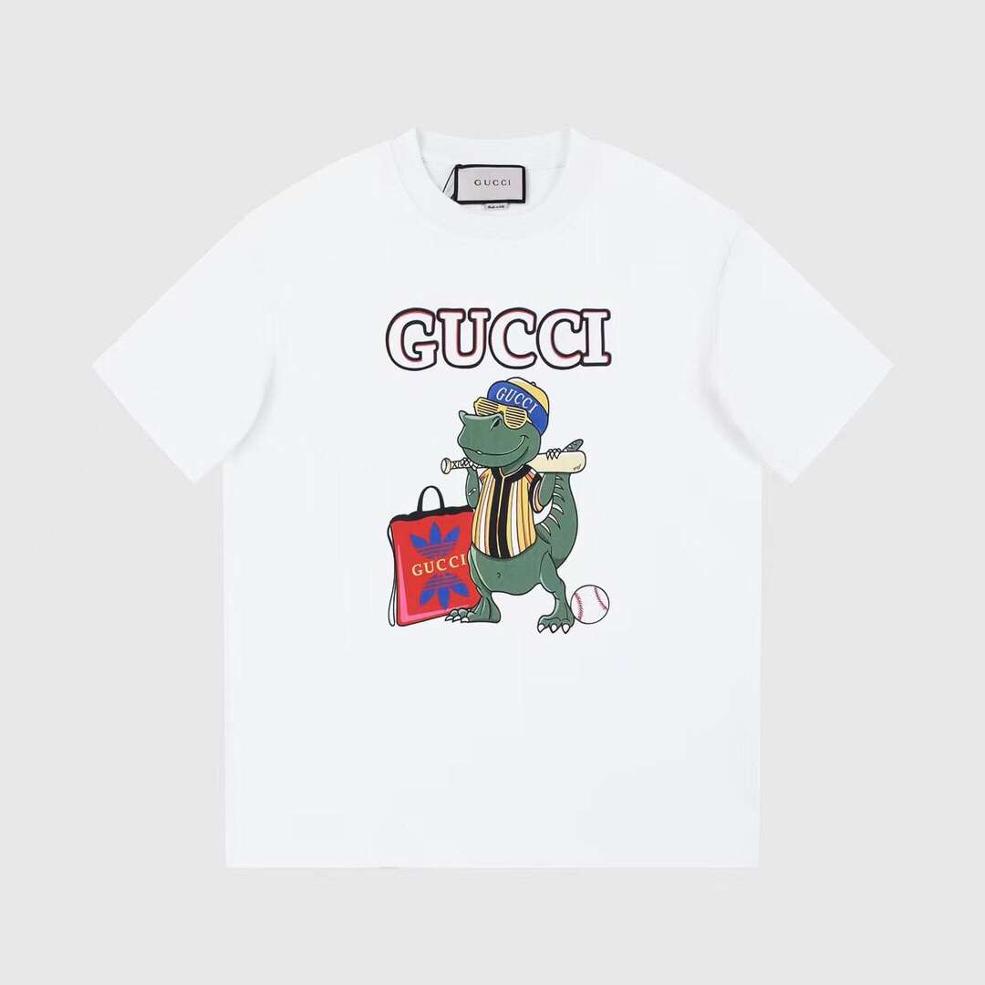 YESKICKS Gucci Dinosaur Patterns T-Shirt for Unisex Black And White - Image 5