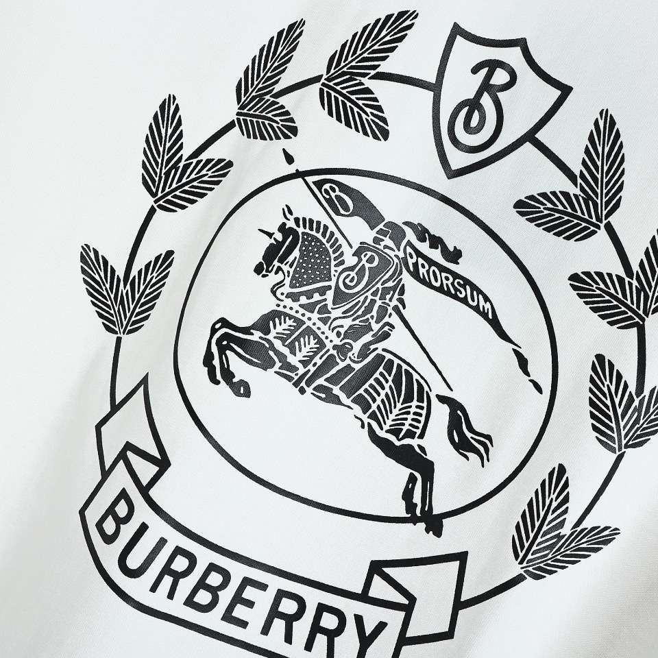 YESKICKS Burberry Oak Leaf War Horse Long Sleeve T-Shirt For Unisex Black And White - Image 10