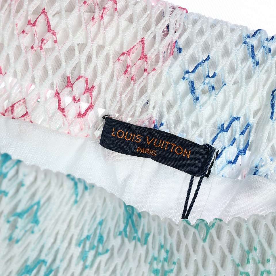 YESKICKS Louis Vuitton Monogram Gradient Mesh Shorts Pants For Unisex - Image 5