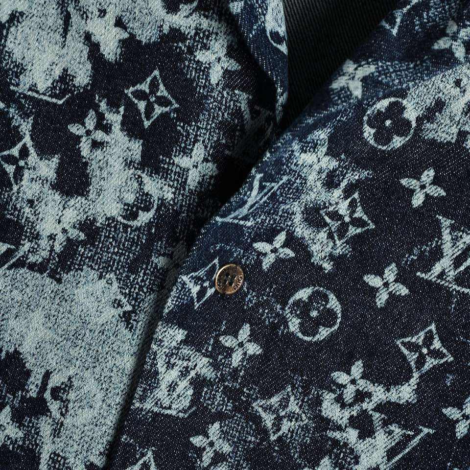 YESKICKS Louis Vuitton Monogram Rendered Denim Baseball Jersey Shirt For Unisex - Image 5
