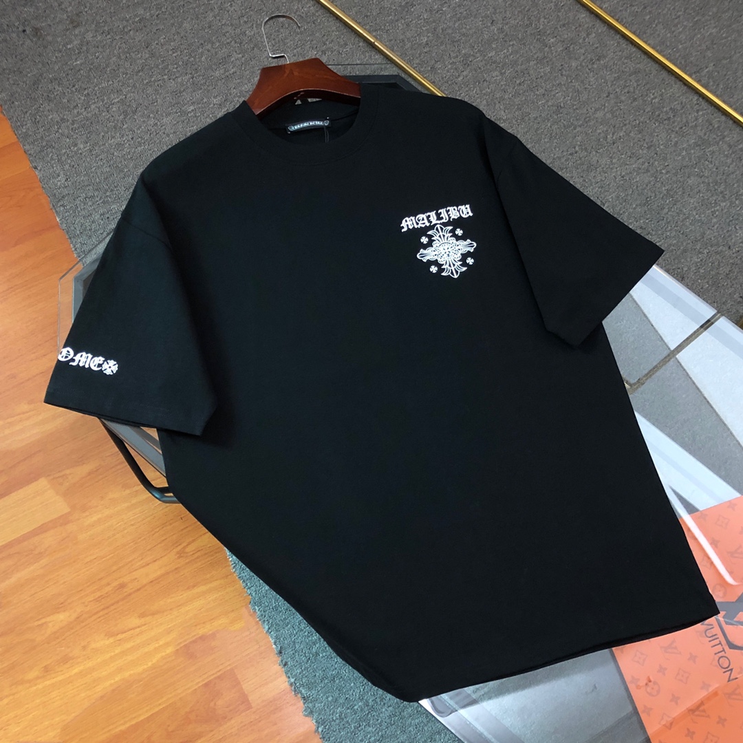 YESKICKS Chrome Hearts Vintage Letter Print T-Shirt for Unisex Black And White - Image 5