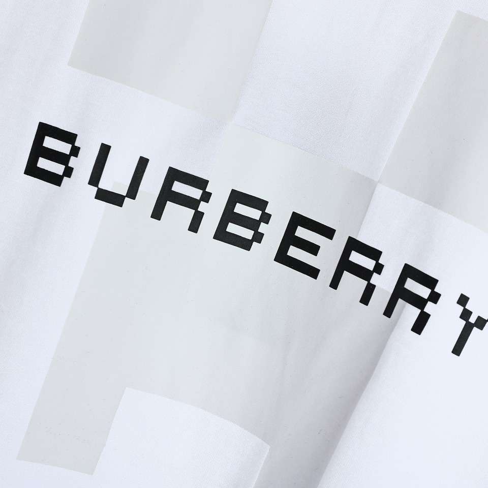 YESKICKS Burberry Letter Print Short Sleeve T-Shirt For Unisex Black And White - Image 5