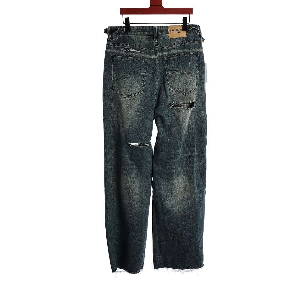 YESKICKS Balenciaga Washed And Distressed Denim Jeans For Unisex - Image 5