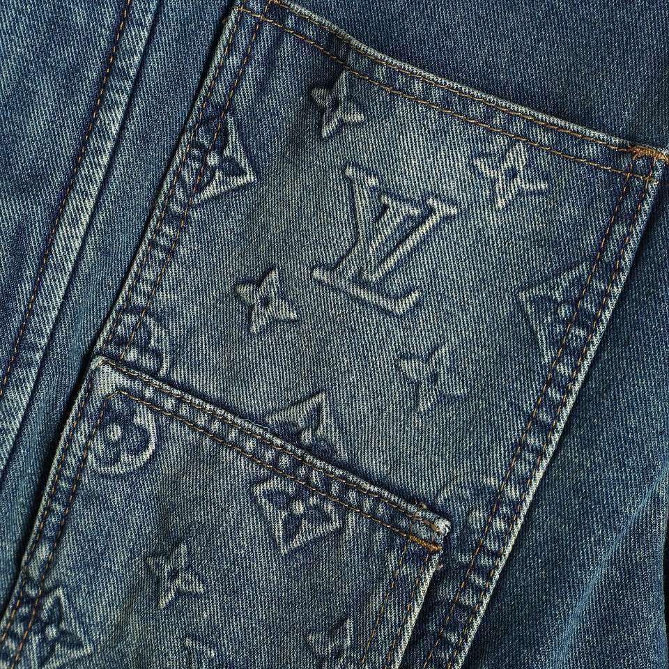 YESKICKS Louis Vuitton Embossed Denim Jacket For Unisex - Image 5