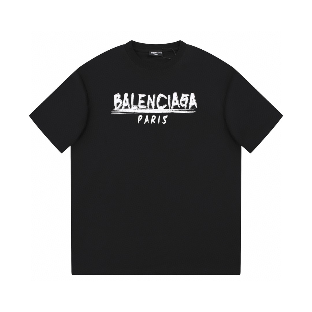 YESKICKS Balenciaga Logo Print T-shirt for Unisex Black and White - Image 6