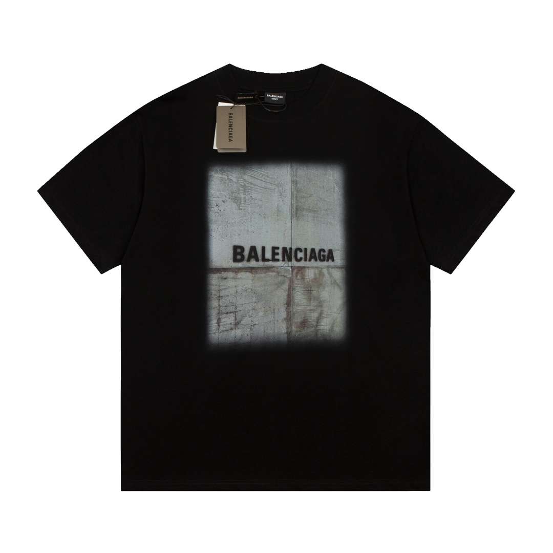 YESKICKS Balenciaga Logo Print T-shirt for Unisex Black And White - Image 3