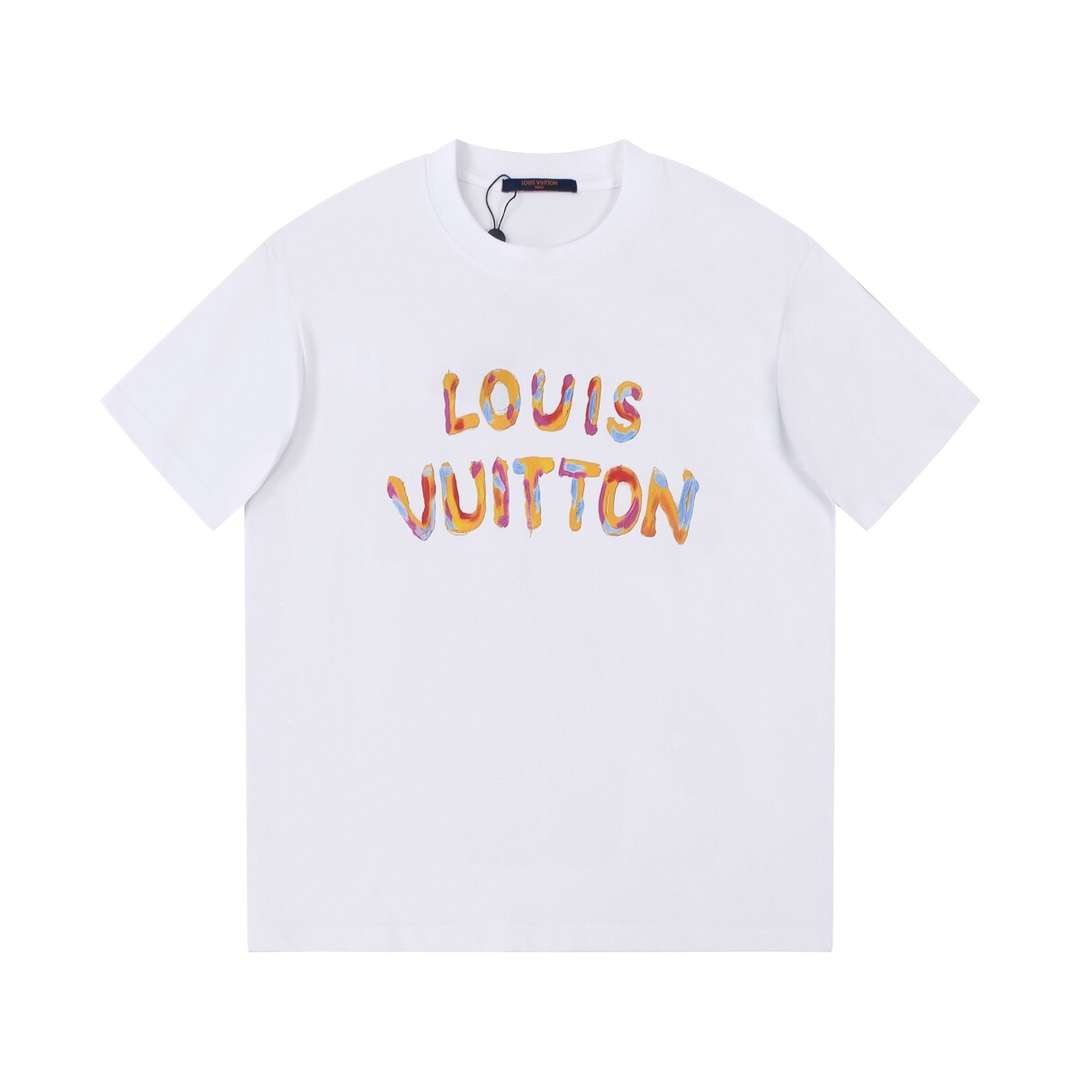 YESKICKS Louis Vuitton Color Clash Flower Print T-Shirt For Unisex Black And White - Image 5