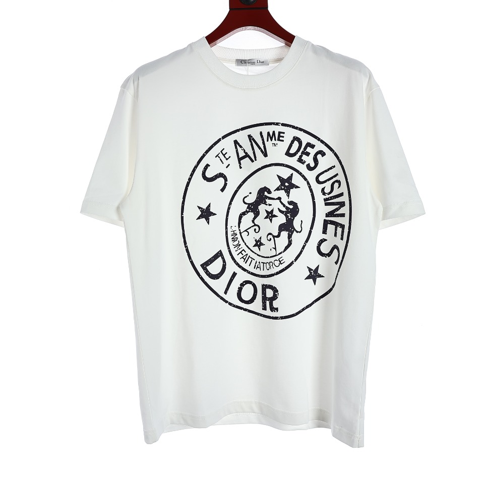 YESKICKS Dior Letter Print T-Shirt for Unisex Black And White - Image 5