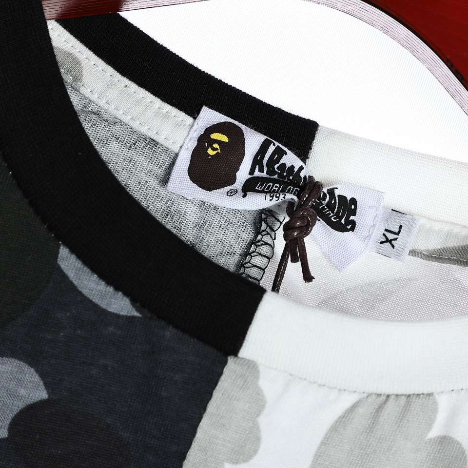 YESKICKS Bape Black And Gray Color Clash Cartoon Print T-Shirt for Unisex - Image 6