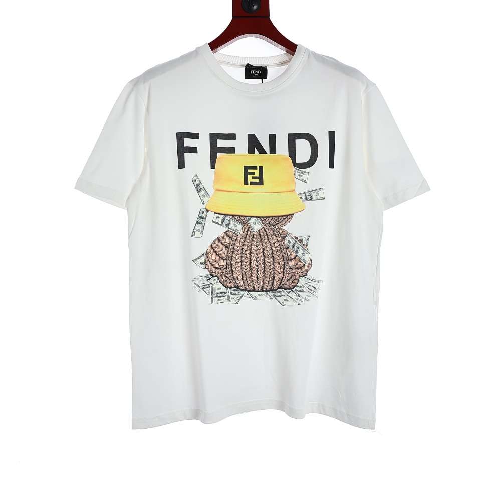 YESKICKS Fendi Dollar Patterns Print T-Shirt for Unisex Black And White - Image 6