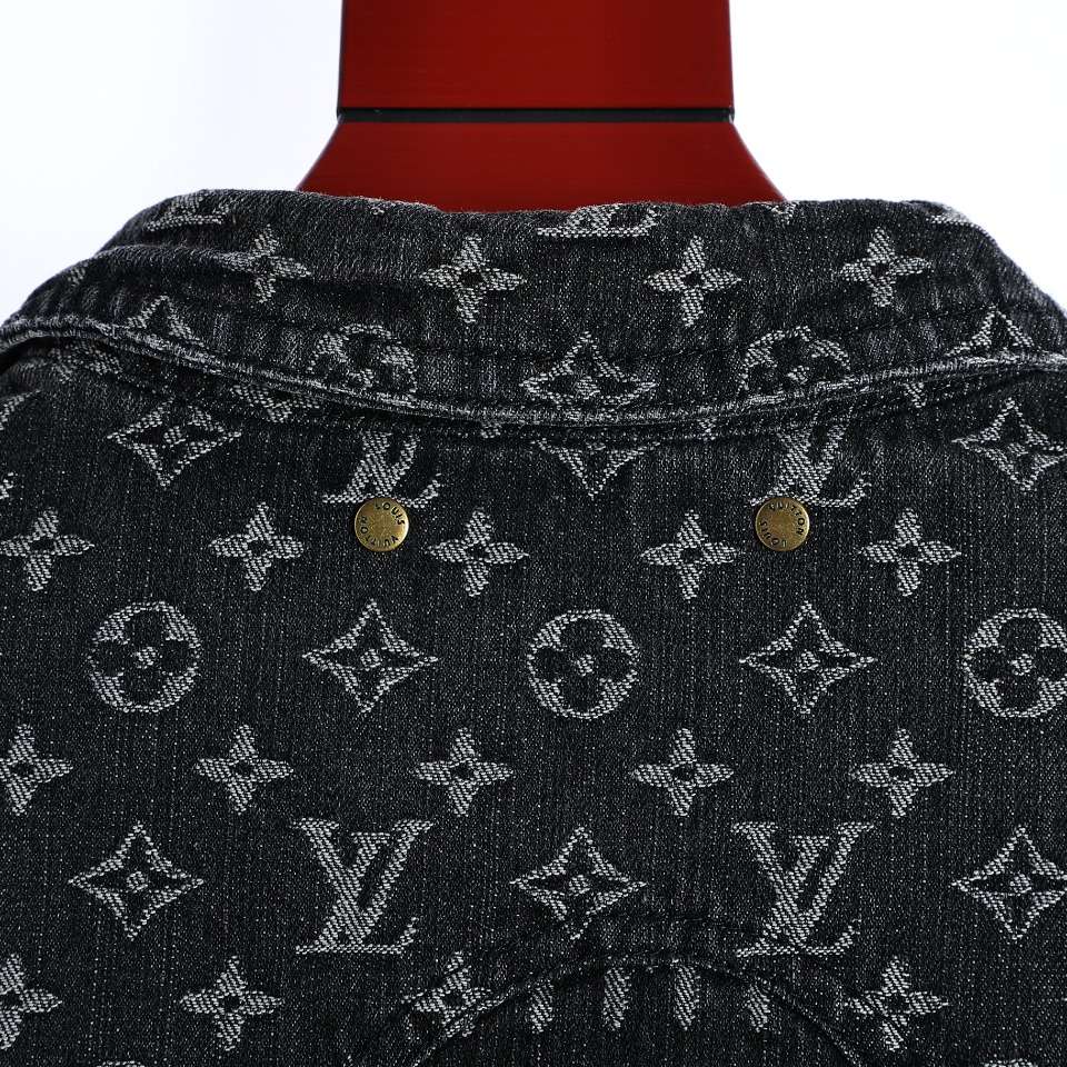 YESKICKS Louis Vuitton Street Style Monogram Logo Print Denim Jacket For Unisex - Image 6