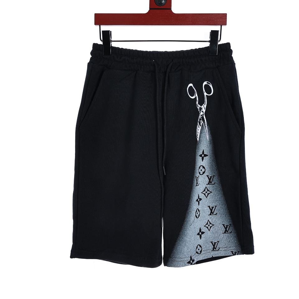 YESKICKS Louis Vuitton Scissor Short Pants Vintage Street wear For Unisex Brown and Black - Image 6