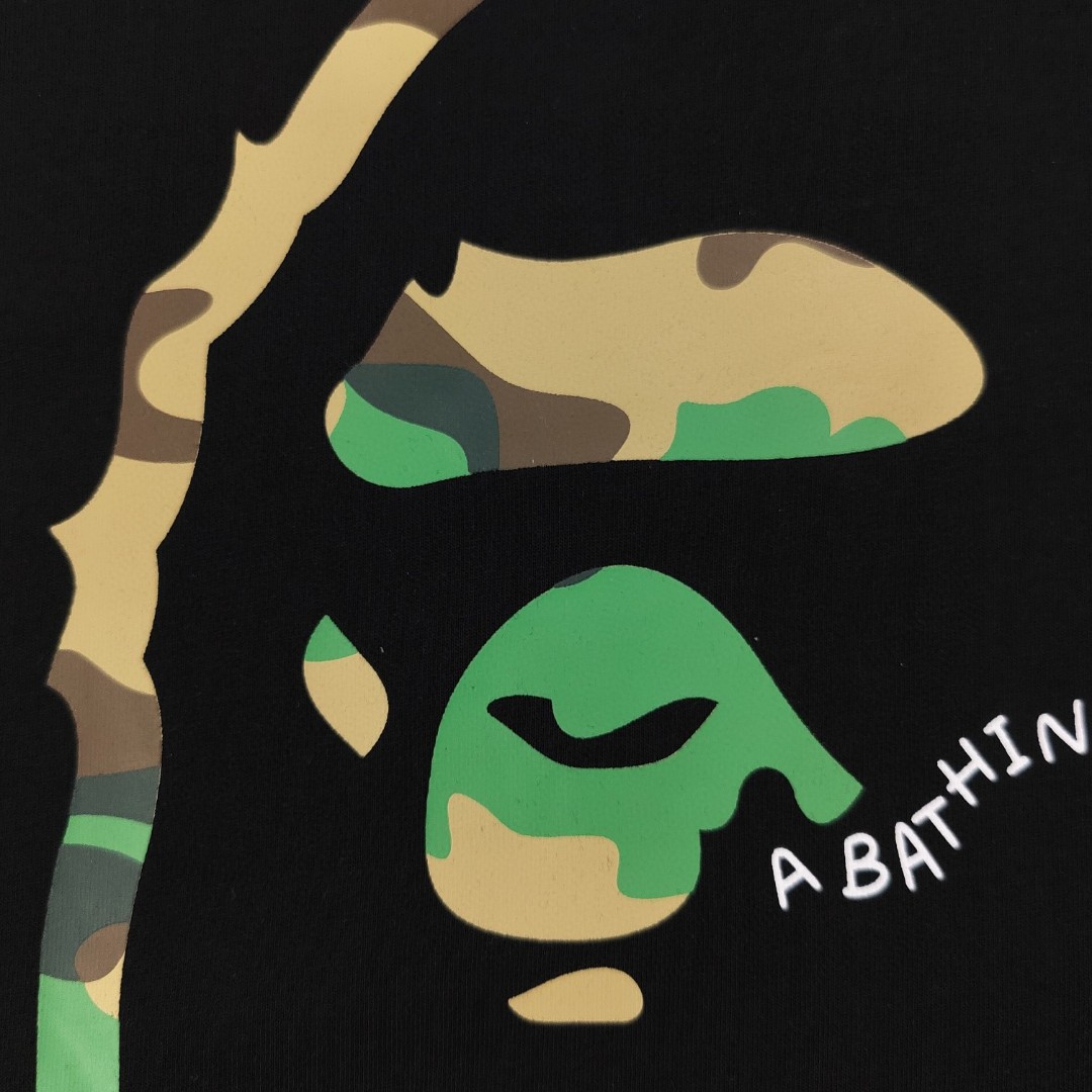 YESKICKS Bape Letter Camouflage Color Print T-Shirt for Unisex Black And White - Image 6