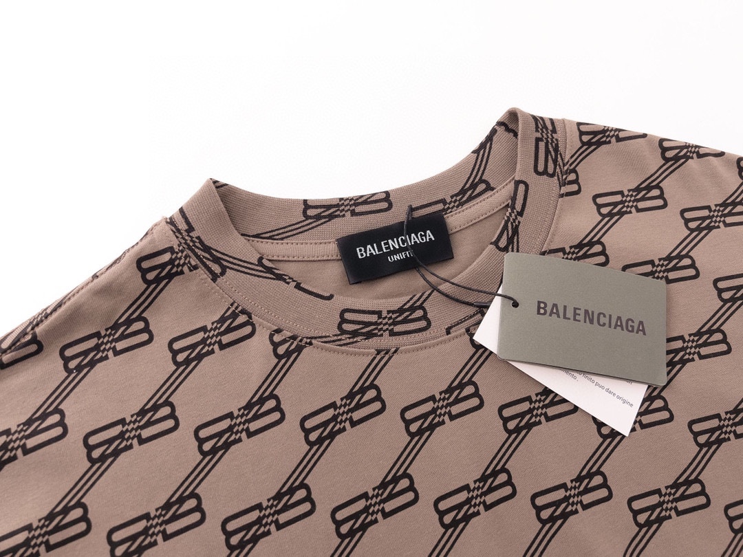 YESKICKS Balenciaga Monogram Logo Print T-shirt for Unisex Black and Coffee - Image 8