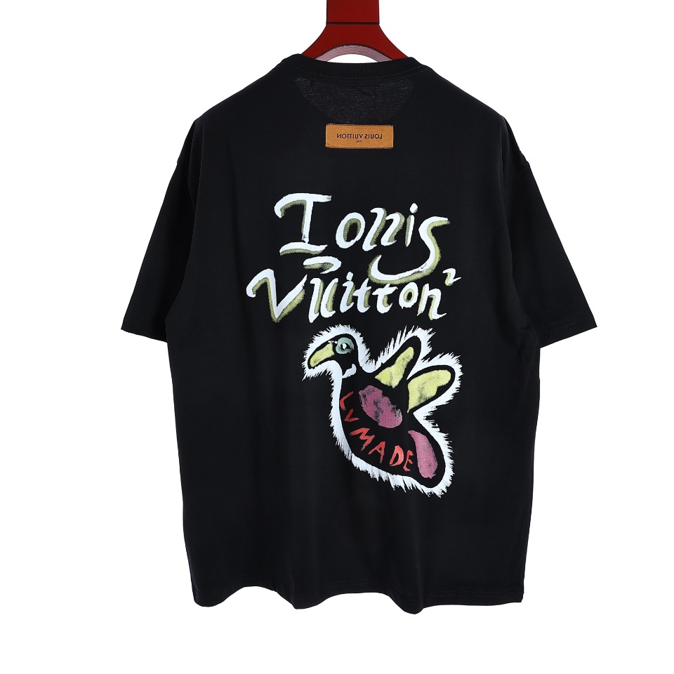 YESKICKS Louis Vuitton Graffiti Duck T-Shirt For Unisex Black And White - Image 6