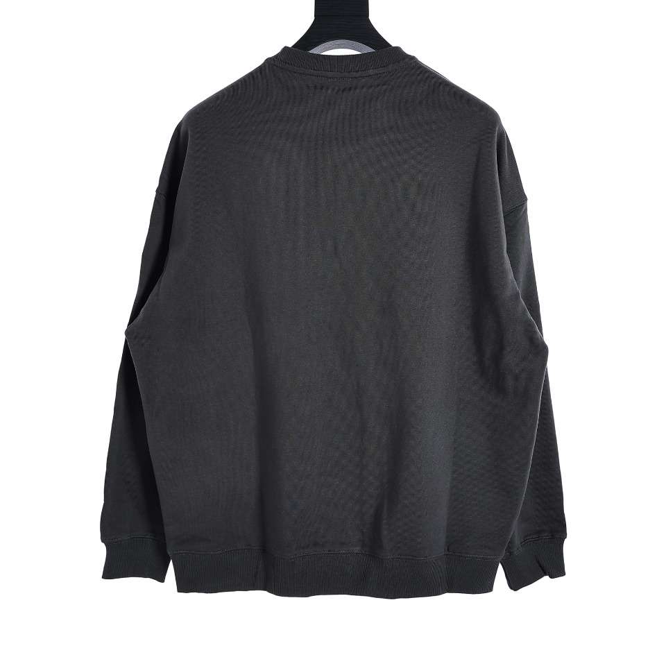 YESKICKS Balenciaga Double B Logo Embroidered Crew Neck Sweatshirt For Unisex Deep Gray Light Gray And Light Blue - Image 6