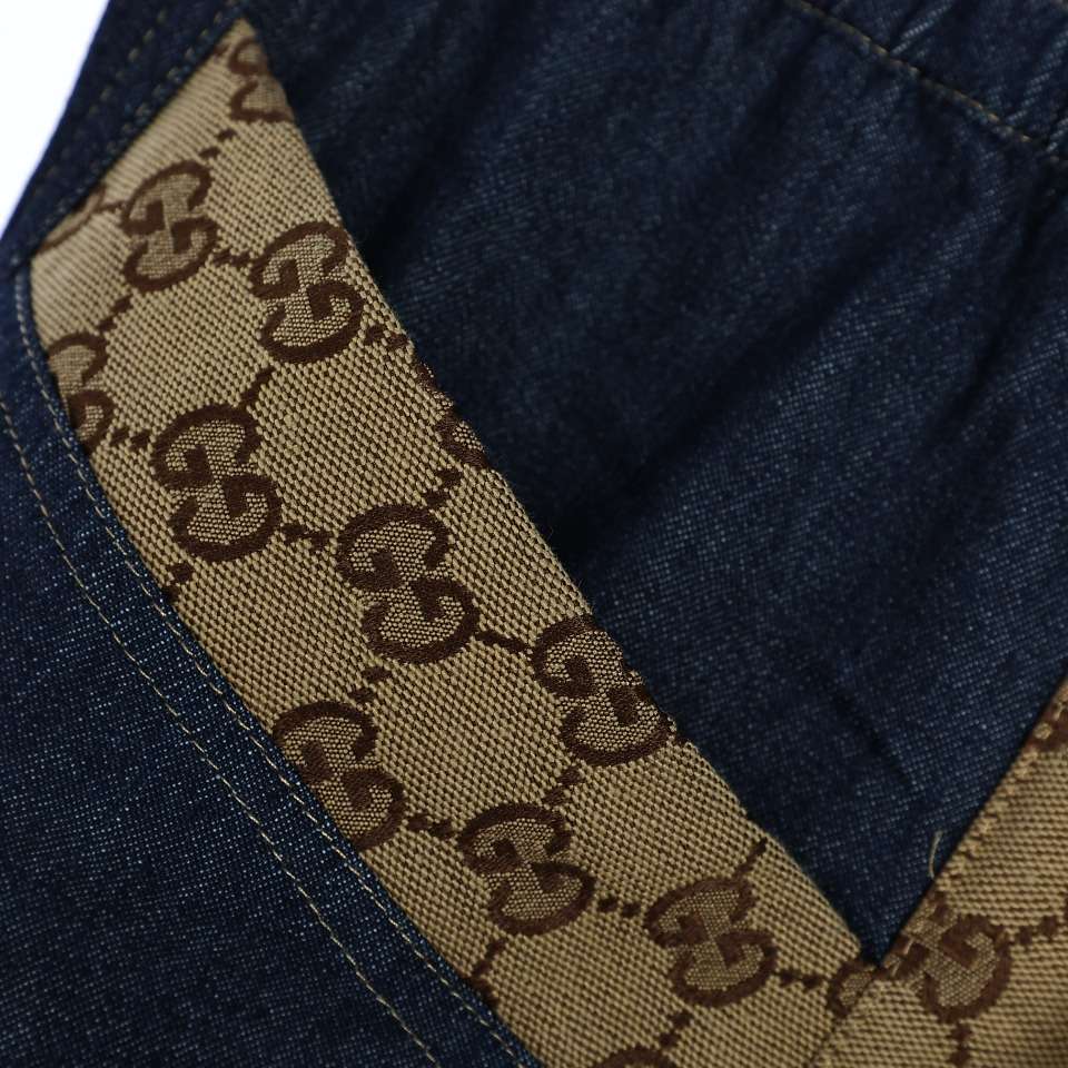 YESKICKS Gucci Patchwork Denim Shorts Pants For Men - Image 6