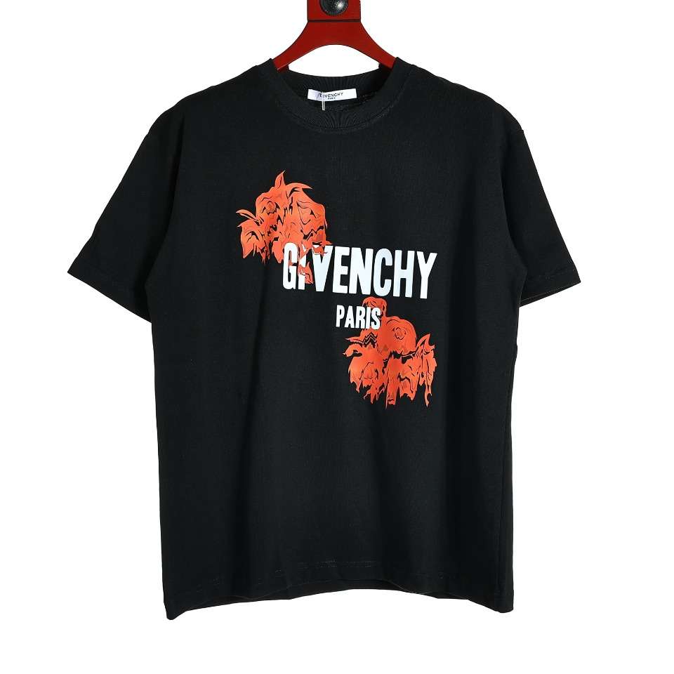 YESKICKS Givenchy Scarlet Rose Print T-Shirt For Unisex Black And White - Image 6