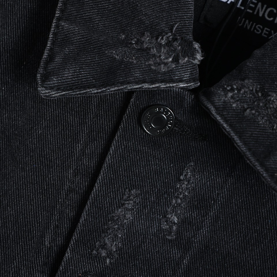 YESKICKS Balenciaga Mud Dyed Sanskrit Destroyed Denim Jacket For Unisex - Image 6