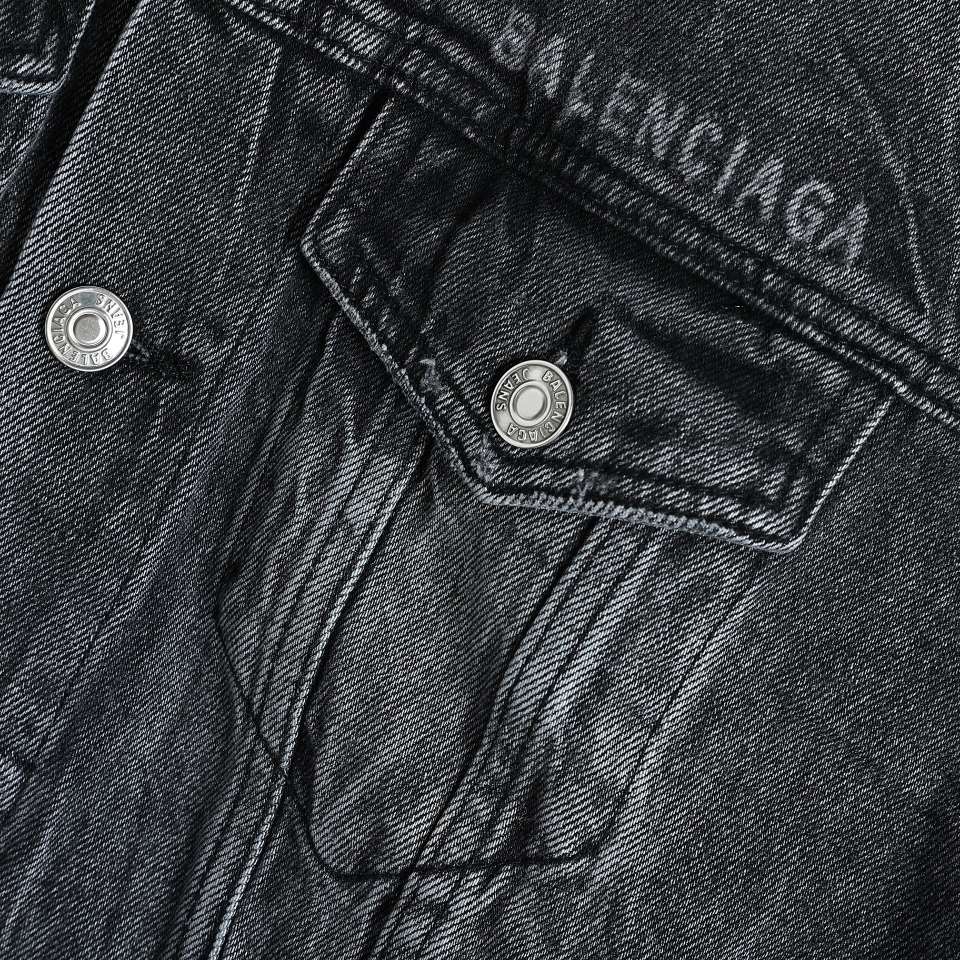 YESKICKS Balenciaga Melted Smiley Washed and Aged Denim Jacket For Unisex - Image 6