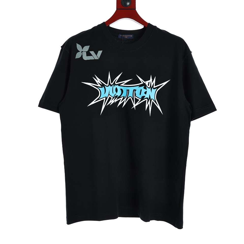 YESKICKS Louis Vuitton Letter Print T-Shirt For Unisex Black And White - Image 6